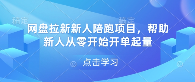 网盘拉新新人陪跑项目，帮助新人从零开始开单起量-凌秋网创