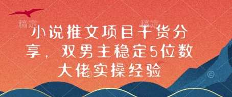 小说推文项目干货分享，双男主稳定5位数大佬实操经验-凌秋网创