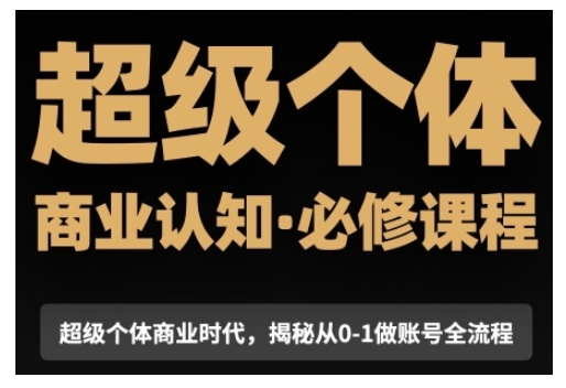 超级个体商业认知觉醒视频课，商业认知·必修课程揭秘从0-1账号全流程-凌秋网创