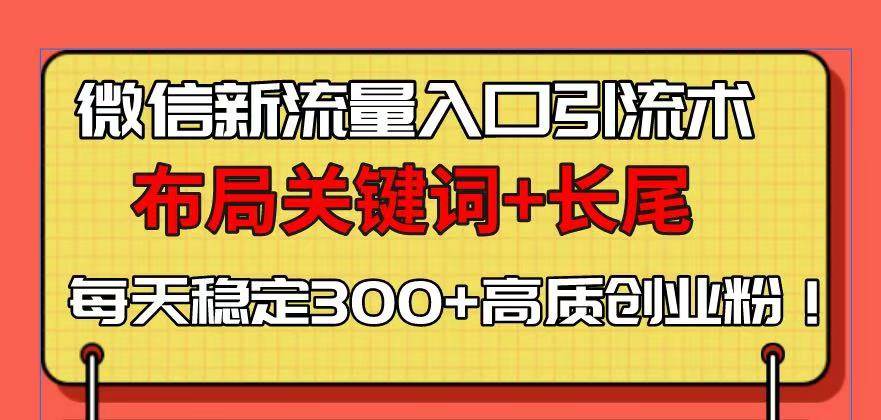 （13897期）微信新流量入口引流术，布局关键词+长尾，每天稳定300+高质创业粉！-凌秋网创