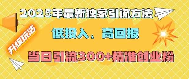 2025年最新独家引流方法，低投入高回报？当日引流300+精准创业粉-凌秋网创