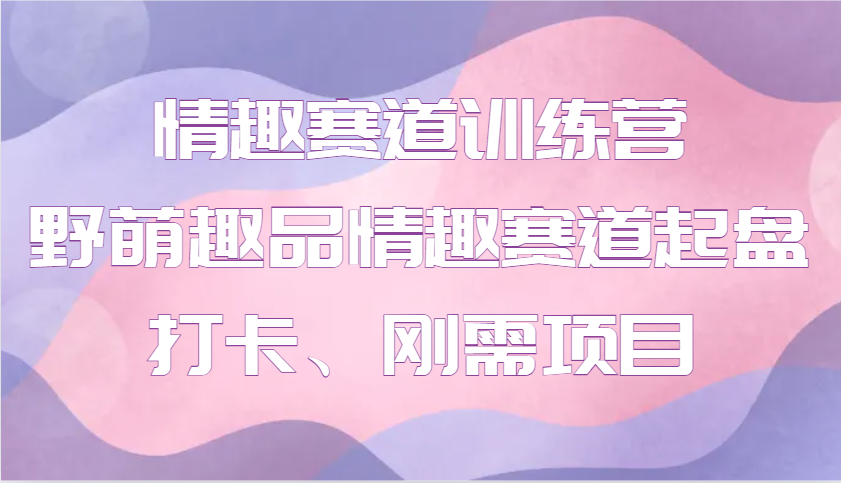 情趣赛道训练营 野萌趣品情趣赛道起盘打卡、刚需项目-凌秋网创