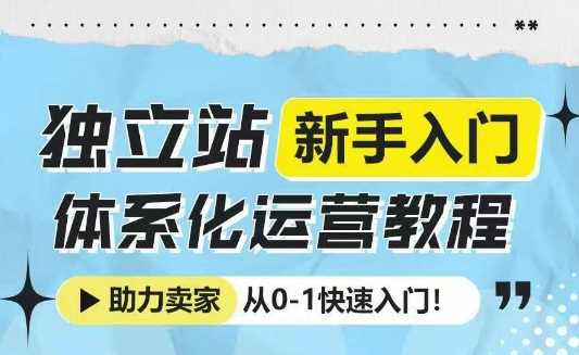 独立站新手入门体系化运营教程，助力独立站卖家从0-1快速入门!-凌秋网创