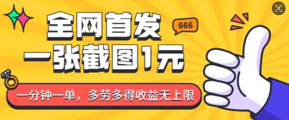 全网首发，一张截图1块钱，一分钟一单，多劳多得，收益无上限-凌秋网创