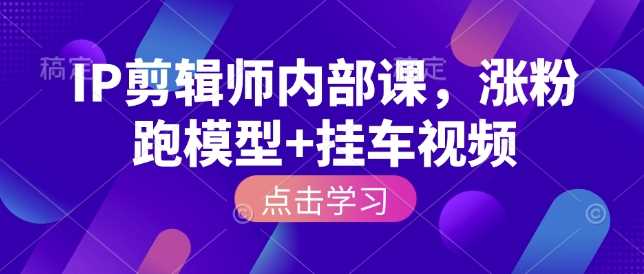 IP剪辑师内部课，涨粉跑模型+挂车视频-凌秋网创