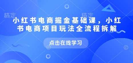 小红书电商掘金课，小红书电商项目玩法全流程拆解-凌秋网创
