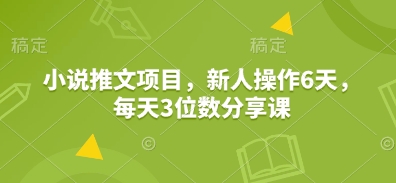 小说推文项目，新人操作6天，每天3位数分享课-凌秋网创