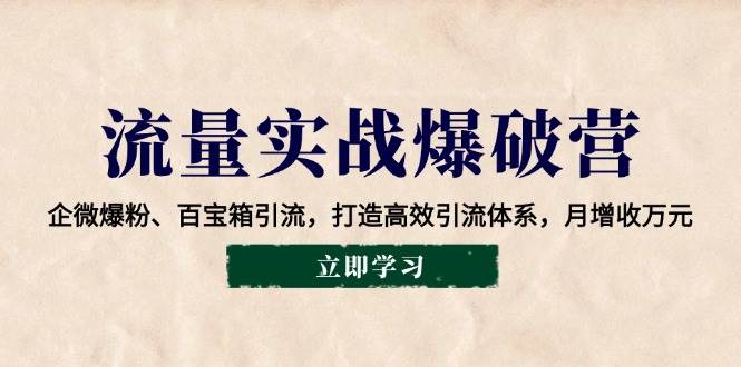 （14039期）流量实战爆破营：企微爆粉、百宝箱引流，打造高效引流体系，月增收万元-凌秋网创