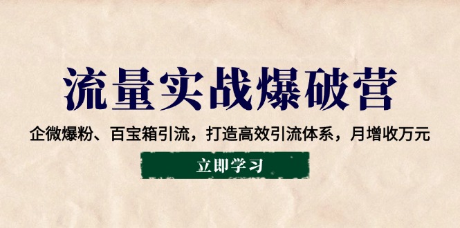 流量实战爆破营：企微爆粉、百宝箱引流，打造高效引流体系，月增收万元-凌秋网创