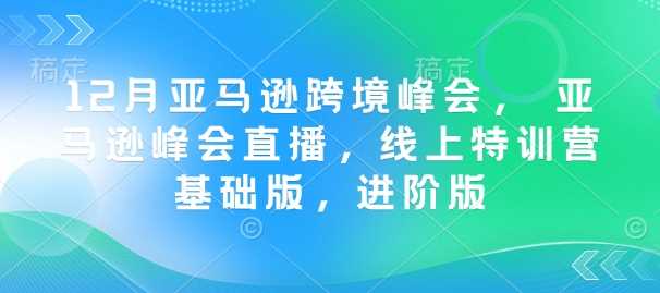 12月亚马逊跨境峰会， 亚马逊峰会直播，线上特训营基础版，进阶版-凌秋网创