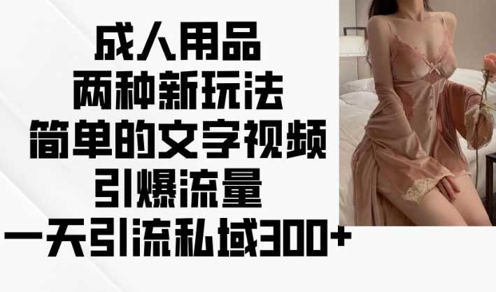 成人用品两种新玩法，简单的文字视频引爆流量，一天引流私域300+-凌秋网创