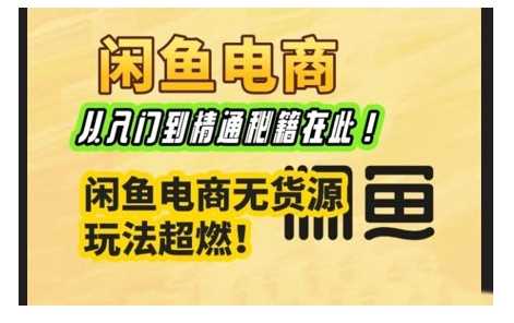 闲鱼电商实战课，从入门到精通秘籍在此，闲鱼电商无货源玩法超燃!-凌秋网创