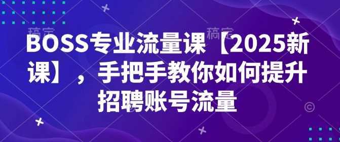BOSS专业流量课【2025新课】，手把手教你如何提升招聘账号流量-凌秋网创