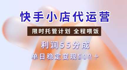 快手小店代运营，限时托管计划，收益55分，单日稳定变现多张【揭秘】-凌秋网创