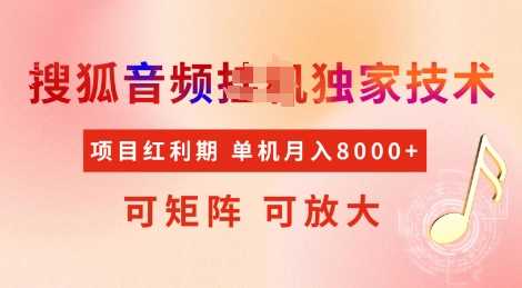 全网首发搜狐音频挂JI独家技术，项目红利期，可矩阵可放大，稳定月入8k【揭秘】-凌秋网创