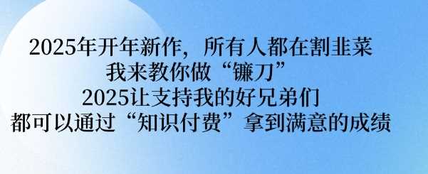 2025年开年新作，所有人都在割韭菜，我来教你做“镰刀” 2025让支持我的好兄弟们都可以通过“知识付费”拿到满意的成绩【揭秘】-凌秋网创