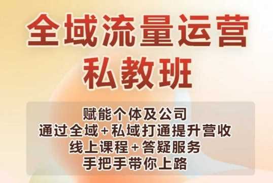 全域流量运营操盘课，赋能个体及公司通过全域+私域打通提升营收-凌秋网创