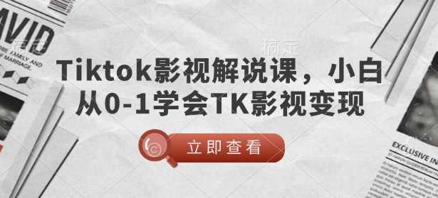TikTok影视解说课，小白从0-1学会TK影视变现-凌秋网创