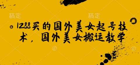 1288买的国外美女起号技术，国外美女搬运教学-凌秋网创