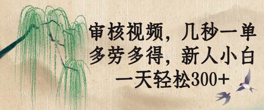 （14202期）审核视频，几秒一单，多劳多得，新人小白一天轻松300+-凌秋网创