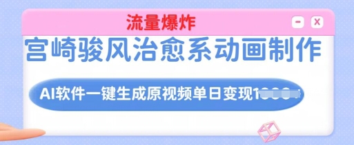 宫崎骏风治愈系动画制作，AI软件一键生成原创视频流量爆炸，单日变现多张，详细实操流程-凌秋网创