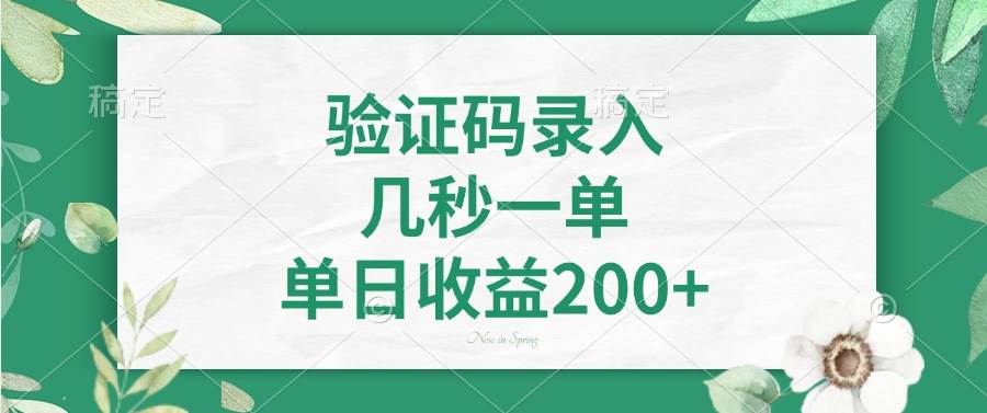 （14221期）验证码录入，几秒一单，单日收益200+-凌秋网创