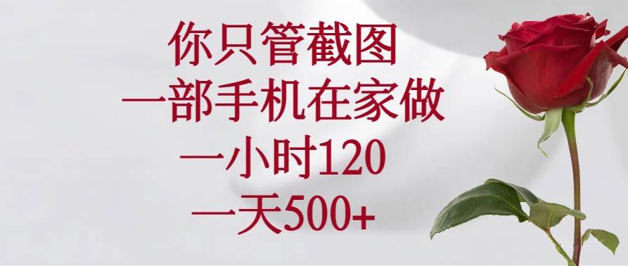 （14248期）你只管截图，一部手机在家做，一小时120，一天500+-凌秋网创