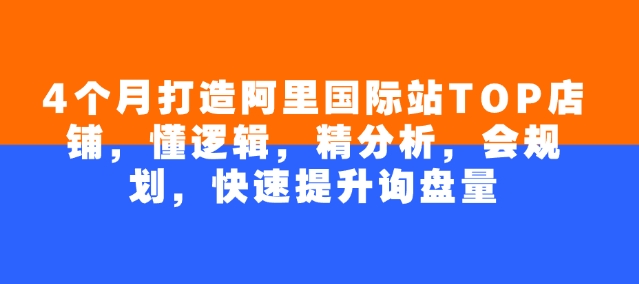 4个月打造阿里国际站TOP店铺，懂逻辑，精分析，会规划，快速提升询盘量-凌秋网创