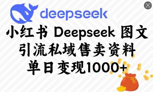 小红书Deepseek图文引流私域售卖资料，单日变现多张-凌秋网创