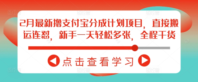 2月最新撸支付宝分成计划项目，直接搬运连怼，新手一天轻松多张，全程干货-凌秋网创