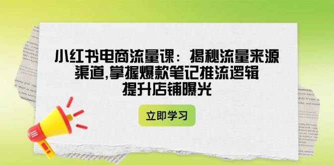 小红书电商流量课：揭秘流量来源渠道,掌握爆款笔记推流逻辑,提升店铺曝光-凌秋网创