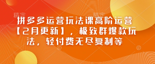 拼多多运营玩法课高阶运营【2月更新】，极致群爆款玩法，轻付费无尽复制等-凌秋网创