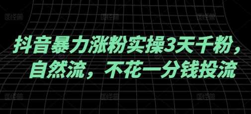 抖音暴力涨粉实操3天千粉，自然流，不花一分钱投流，实操经验分享-凌秋网创