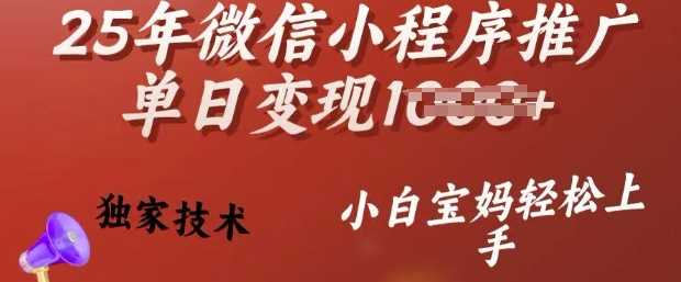 25年微信小程序推广单日变现多张，独家技术，小白宝妈轻松上手【揭秘】-凌秋网创