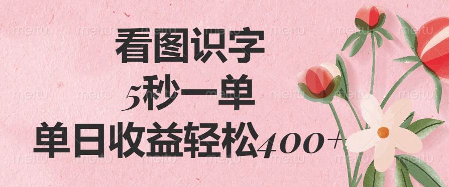 （14338期）看图识字，5秒一单，单日收益轻松400+-凌秋网创