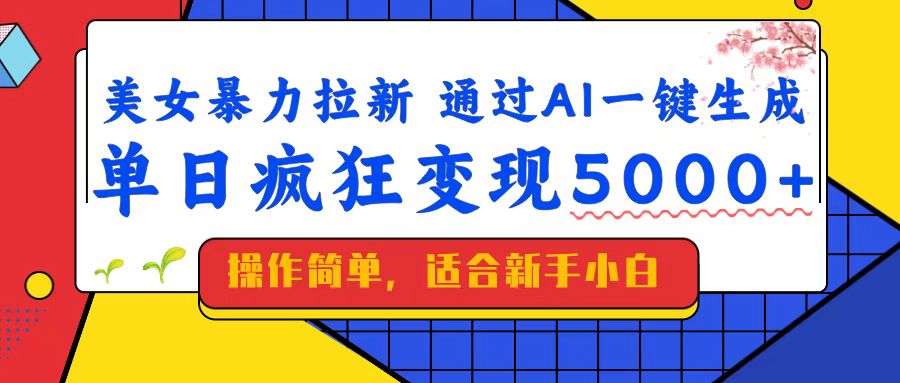 （14347期）美女暴力拉新，通过AI一键生成，单日疯狂变现5000+，纯小白一学就会！-凌秋网创