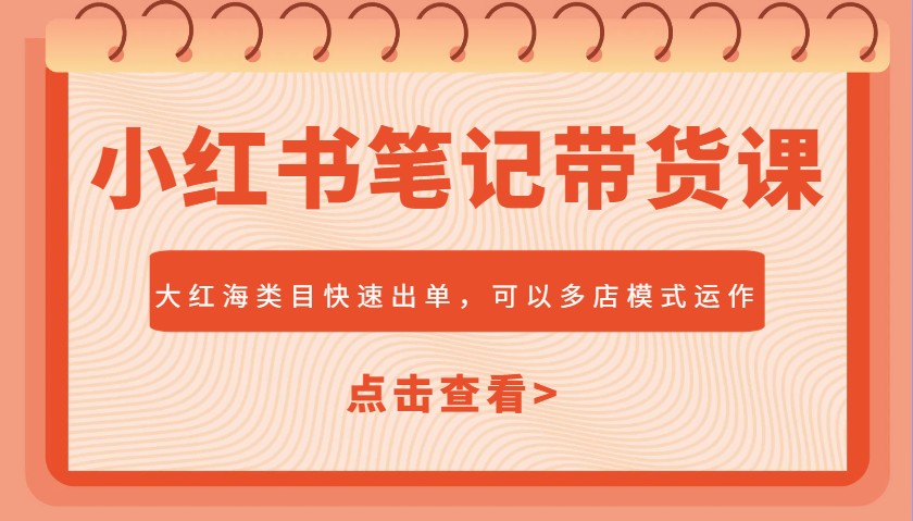 小红书笔记带货课，大红海类目快速出单，市场大，可以多店模式运作-凌秋网创