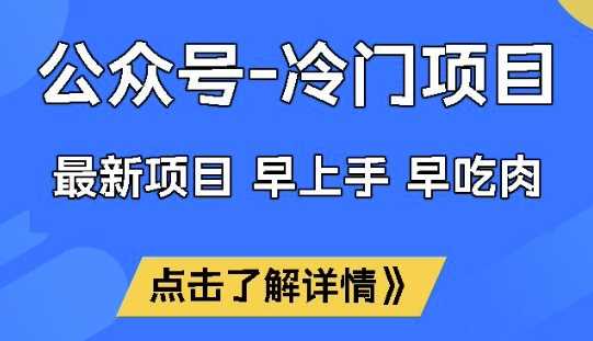 公众号冷门赛道，早上手早吃肉，单月轻松稳定变现1W【揭秘】-凌秋网创