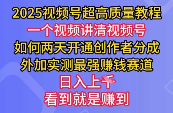 2025视频号超高质量教程，两天开通创作者分成，外加实测最强挣钱赛道，日入多张-凌秋网创