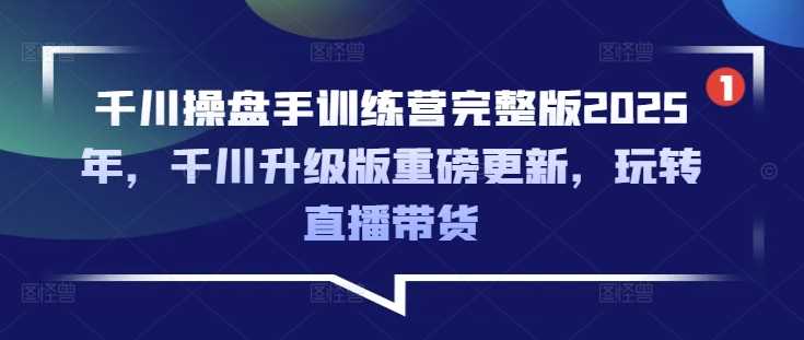 千川操盘手训练营完整版2025年，千川升级版重磅更新，玩转直播带货-凌秋网创