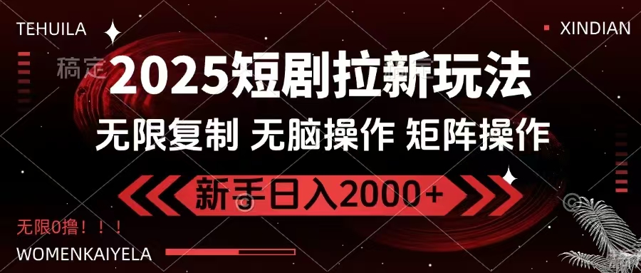 （14429期）2025短剧拉新玩法，无需注册登录，无限0撸，无脑批量操作日入2000+-凌秋网创