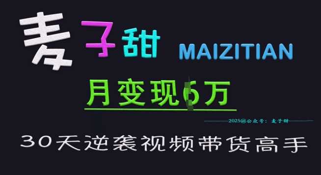 麦子甜30天逆袭视频带货高手，单月变现6W加特训营-凌秋网创