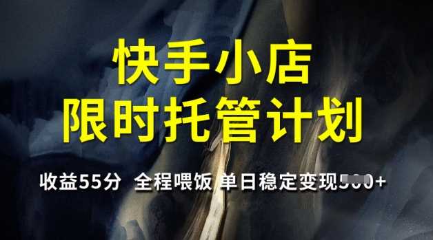 快手小店限时托管计划，收益55分，全程喂饭，单日稳定变现5张【揭秘】-凌秋网创