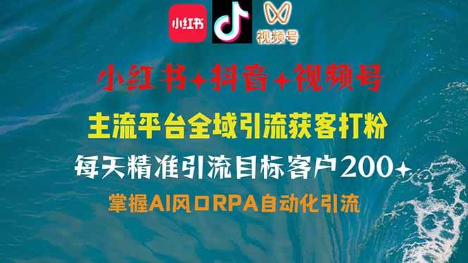 （14484期）小红书、抖音、视频号全域多平台引流获客，日引目标客户200+，RPA自动…-凌秋网创