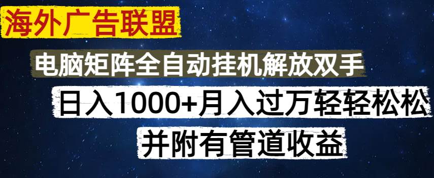 （14540期）海外广告联盟每天几分钟日入1000+无脑操作，可矩阵并附有管道收益-凌秋网创