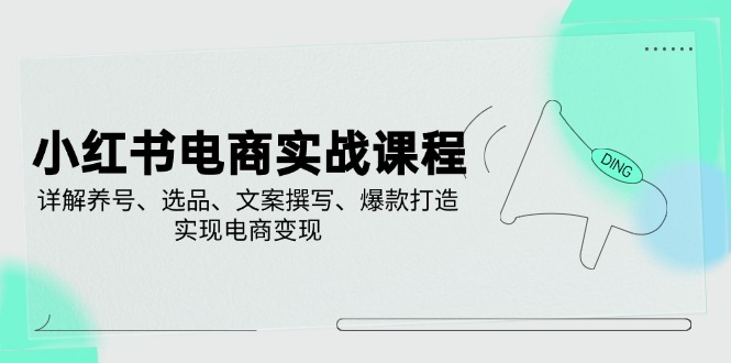 （14549期）小红书电商实战课程，详解养号、选品、文案撰写、爆款打造，实现电商变现-凌秋网创