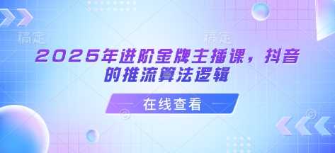 2025年进阶金牌主播课，抖音的推流算法逻辑-凌秋网创