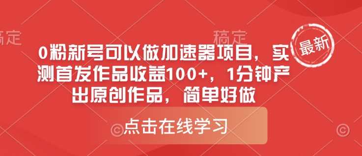 0粉新号可以做的加速器项目，实测首发作品收益100+，1分钟产出原创作品，简单好做-凌秋网创