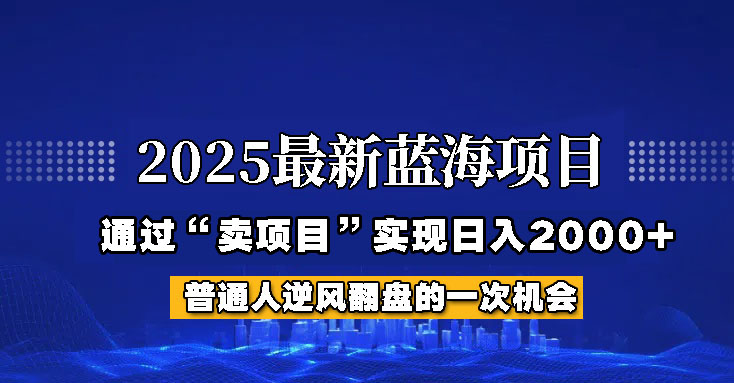 2025年蓝海项目，如何通过“网创项目”日入2000+-凌秋网创