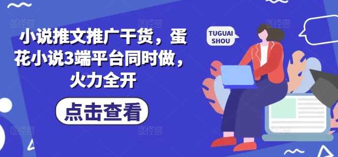 小说推文推广干货，蛋花小说3端平台同时做，火力全开-凌秋网创